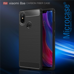 Microcase Xiaomi Mi 8 SE Brushed CarbonFiberSilikon TPU Kılıf+CAM