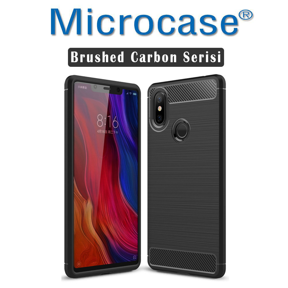 Microcase Xiaomi Mi 8 SE Brushed CarbonFiberSilikon TPU Kılıf+CAM