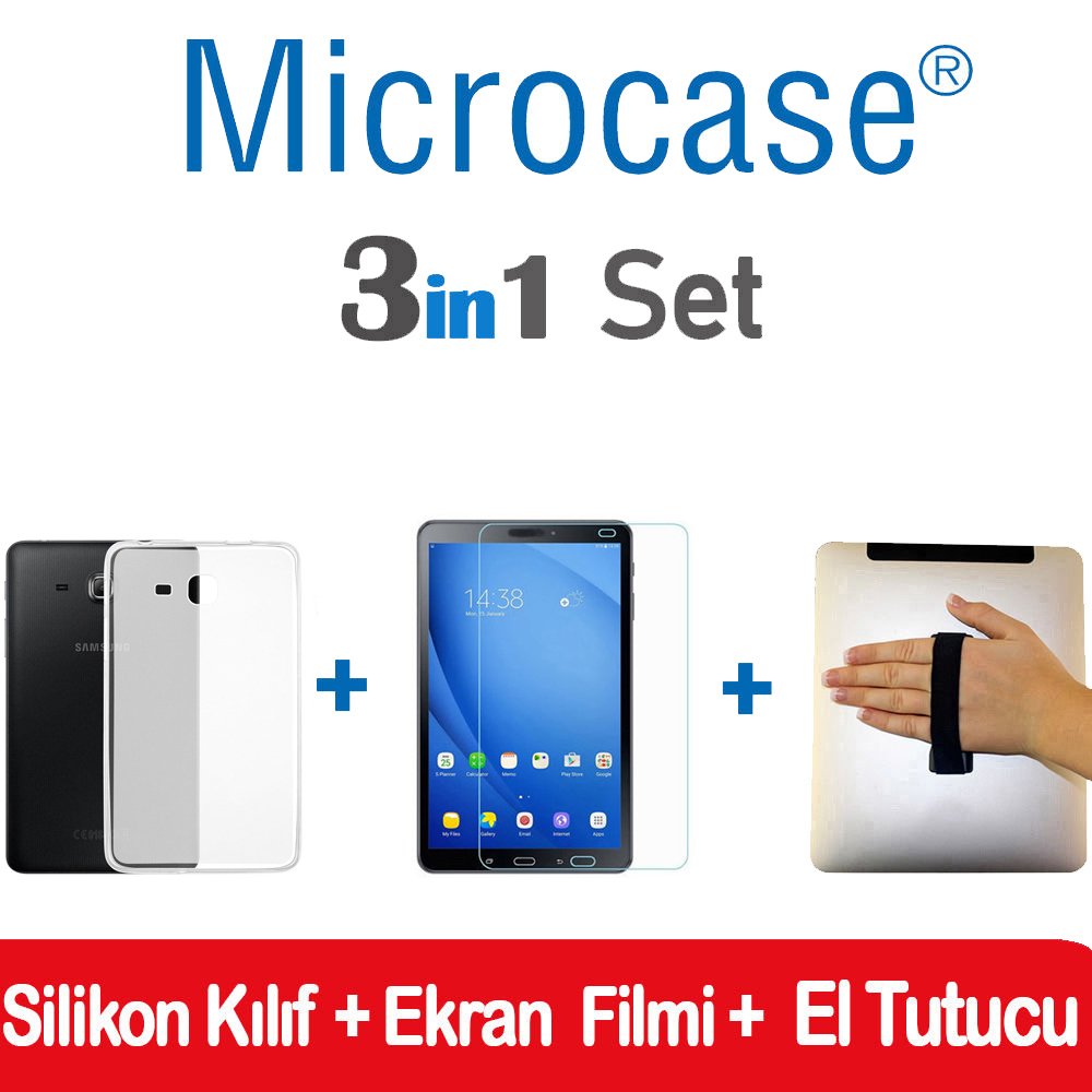 Samsung Tab 3 Lite T110 T113 Silikon Kılıf + Film + El Tutucu