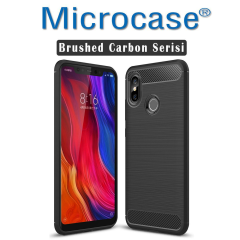 Microcase Xiaomi Mi 8 Brushed Carbon Fiber Silikon TPU Kılıf +CAM