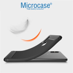 Microcase Xiaomi Mi 8 Brushed Carbon Fiber Silikon TPU Kılıf +CAM