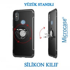 Xiaomi Redmi Note 6 Pro Yüzük Standlı Armor Silikon Kılıf + CAM