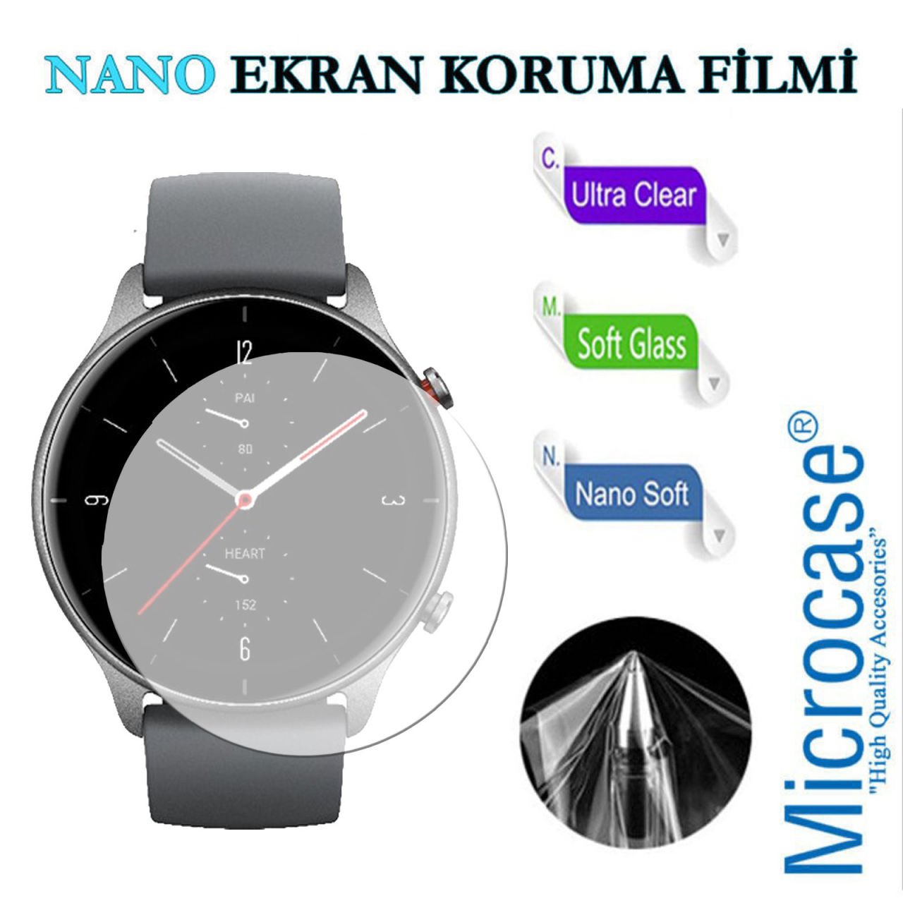 Microcase Amazfit GTR 2 47mm Nano Esnek Ekran Koruma Filmi