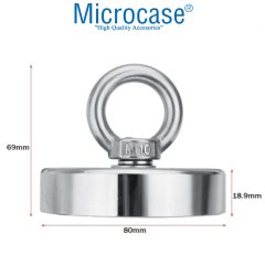 Microcase Süper Güçlü 80mm Neodyum Kurtarma Mıknatısı Yuvarlak Vidalı Pot Magnet - D80