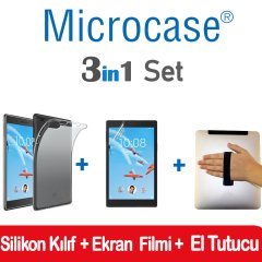 Lenovo Tab 8 ZA3W0015TR Tablet Silikon Kılıf + Film + El Tutucu