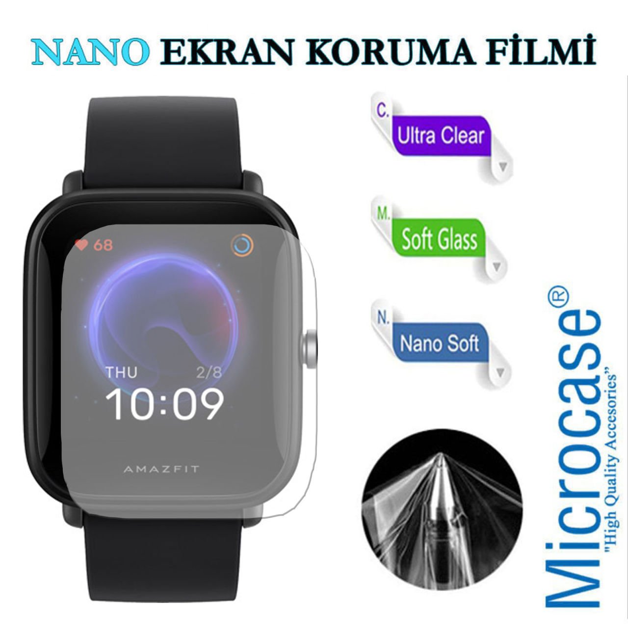 Microcase Amazfit Bip U Pro 40mm Nano Esnek Ekran Koruma Filmi