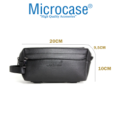 Microcase 2 Gözlü Bileklik Tutmalı Günlük Deri El Çantası Traş Çantası Seyahat Çantası - AL5234