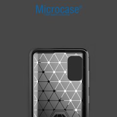 Microcase Samsung Galaxy A41 Brushed Carbon Fiber Silikon TPU Kılıf - Siyah