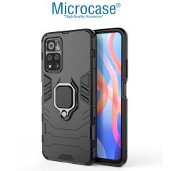Microcase Xiaomi Redmi Note 11 Pro Batman Yüzüklü Armor Kılıf - Siyah