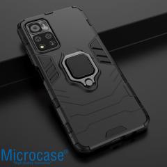 Microcase Xiaomi Redmi Note 11 Pro Batman Yüzüklü Armor Kılıf - Siyah