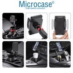 Microcase Araç İçi Bardaklıktan Monte 2in1 Bardak ve Telefon Tutucu 30 cm - AL3488