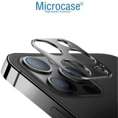 Microcase iPhone 13 Pro Max Kamera Lens Koruma Halkası - Kapalı Tasarım Siyah