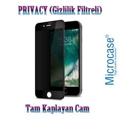Microcase iPhone 6 - 6s Privacy Gizlilik Filtreli Tam Kaplayan Tempered Cam - Siyah