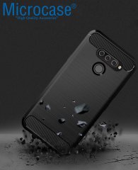 Microcase LG Q60 - LG K50 Brushed Carbon Fiber Silikon Kılıf - Siyah