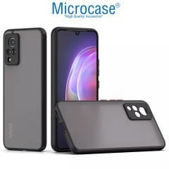 Microcase Vivo V21 London Serisi Darbeye Dayanıklı Kılıf - Buzlu Siyah