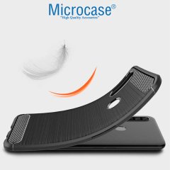 Microcase Oppo A31 Brushed Carbon Fiber Silikon TPU Kılıf - Siyah