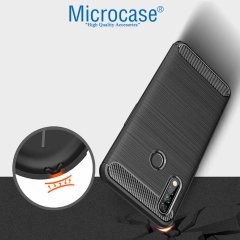 Microcase Oppo A31 Brushed Carbon Fiber Silikon TPU Kılıf - Siyah