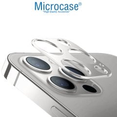 Microcase iPhone 13 Pro Kamera Lens Koruma Halkası - Kapalı Tasarım Gümüş