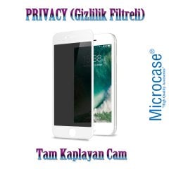 Microcase iPhone 6 - 6s Privacy Gizlilik Filtreli Tam Kaplayan Tempered Cam - Beyaz