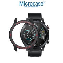 Microcase Honor Watch Magic 2 46 mm Önü Açık Tasarım Sert Silikon Kılıf - Kırmızı Yazılı Siyah