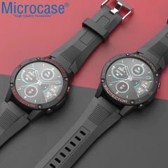 Microcase Honor Watch Magic 2 46 mm Önü Açık Tasarım Sert Silikon Kılıf - Kırmızı Yazılı Siyah