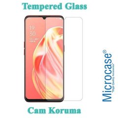 Microcase  Oppo A31 Brushed Carbon Fiber Silikon TPU Kılıf - Siyah + Tempered Glass Cam