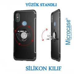 Xiaomi Redmi Note 6 Pro Yüzük Standlı Armor Kılıf + Araç Tutucu