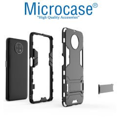 Microcase Xiaomi Redmi Note 9T Alfa Armor Standlı Perfect Koruma Kılıf Siyah