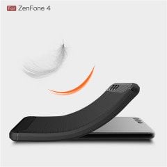 Asus Zenfone 4 Ze554KL Brushed Carbon Silikon Kılıf + Tempered Cam