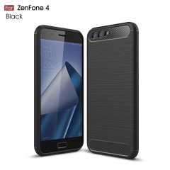 Asus Zenfone 4 Ze554KL Brushed Carbon Silikon Kılıf + Tempered Cam