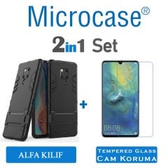 Huawei Mate 20 X Alfa Serisi Armor Standlı Kılıf + Cam Koruma