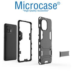 Microcase Xiaomi Mi 11 Alfa Armor Standlı Perfect Koruma Kılıf Siyah