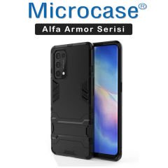 Microcase Oppo Reno 5 5G Alfa Armor Standlı Perfect Koruma Kılıf Siyah