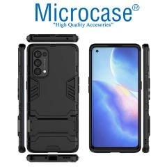 Microcase Oppo Reno 5 5G Alfa Armor Standlı Perfect Koruma Kılıf Siyah