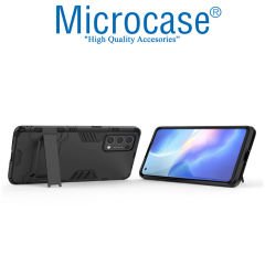 Microcase Oppo Reno 5 5G Alfa Armor Standlı Perfect Koruma Kılıf Siyah