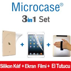 iPad 6.Nesil 9.7 2018 Silikon Kılıf + Ekran Filmi + El Tutucu