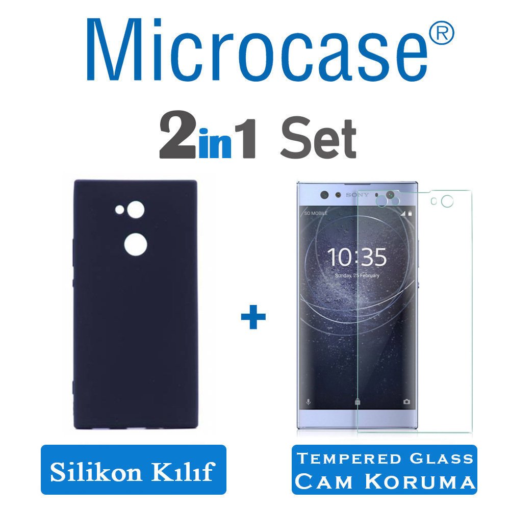 Sony Xperia XA2 Ultra Premium Matte Silikon Kılıf + Tempered Cam