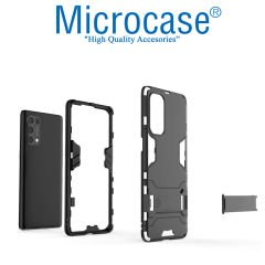 Microcase Oppo Reno 5 Pro 5G Alfa Armor Standlı Perfect Koruma Kılıf Siyah