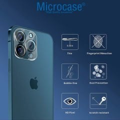 Microcase iPhone 13 Pro Max Kamera Camı Lens Koruyucu 3D Glass - Şeffaf Night Pro Version