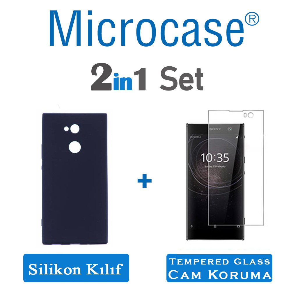 Sony Xperia XA2 Premium Matte Silikon Kılıf + Tempered Glass Cam