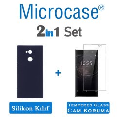 Sony Xperia XA2 Premium Matte Silikon Kılıf + Tempered Glass Cam