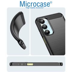 Microcase Samsung Galaxy A16 ile Uyumlu Brushed Carbon Fiber Silikon Kılıf - Siyah AL3332