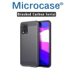 Microcase Xiaomi Mi 10 Lite Brushed Carbon Fiber Silikon TPU Kılıf - Siyah