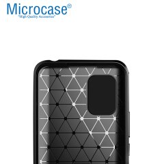 Microcase Xiaomi Mi 10 Lite Brushed Carbon Fiber Silikon TPU Kılıf - Siyah