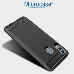 Huawei Honor 10 Lite Brushed Carbon Fiber Silikon Kılıf + CAM