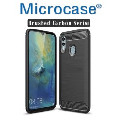 Huawei Honor 10 Lite Brushed Carbon Fiber Silikon Kılıf + CAM