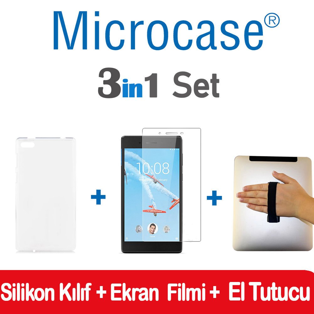 Lenovo Tab 7 Essential TB-7304F Silikon Kılıf + Film + El Tutucu