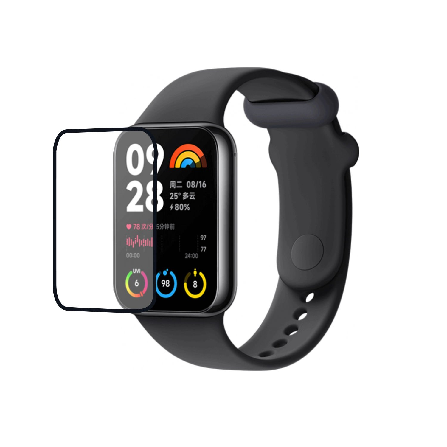Microcase Xıaomi Smart Band 8 Pro  Tam Kaplayan Kavisli Ekran Koruyucu 3D Pet Film - Siyah AL3385