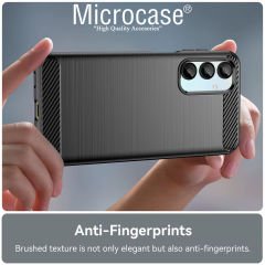 Microcase Samsung Galaxy A16 ile Uyumlu Brushed Carbon Fiber Silikon Kılıf - Siyah AL3332