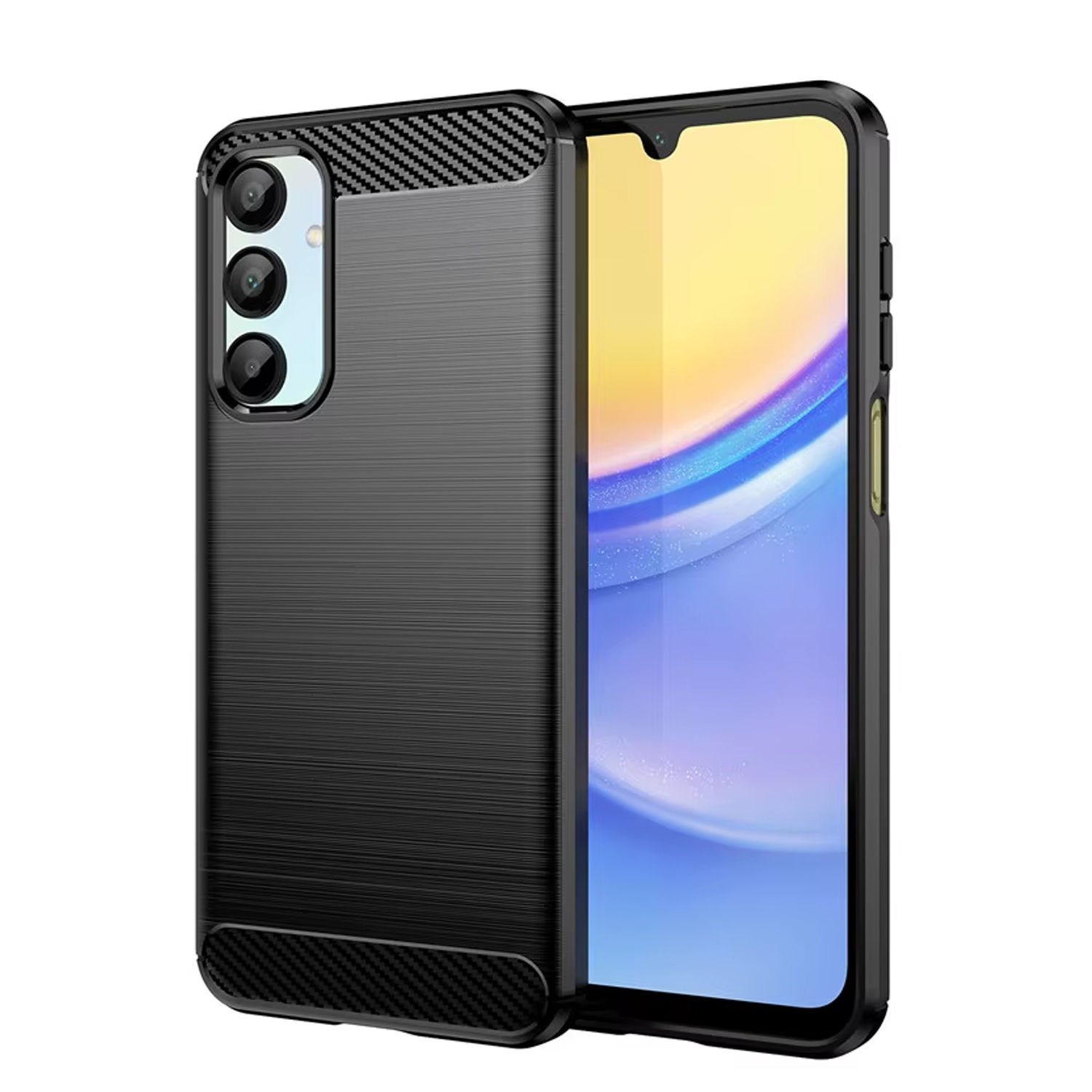 Microcase Samsung Galaxy A16 ile Uyumlu Brushed Carbon Fiber Silikon Kılıf - Siyah AL3332